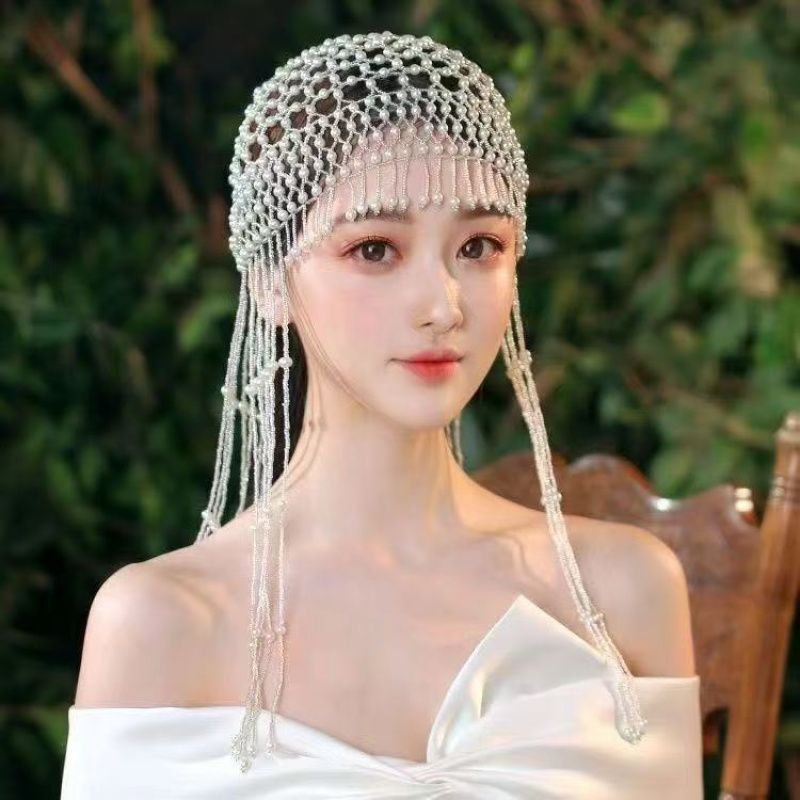 Women'S Hair Accessories Wedding - เครื่องประดับผมพู่ประดับมุกทำมือสไตล์วินเทจสำหรับผู้หญิง เด็ก งานแต่งงาน คอสเพลย์ ถ่ายภาพบุคคล