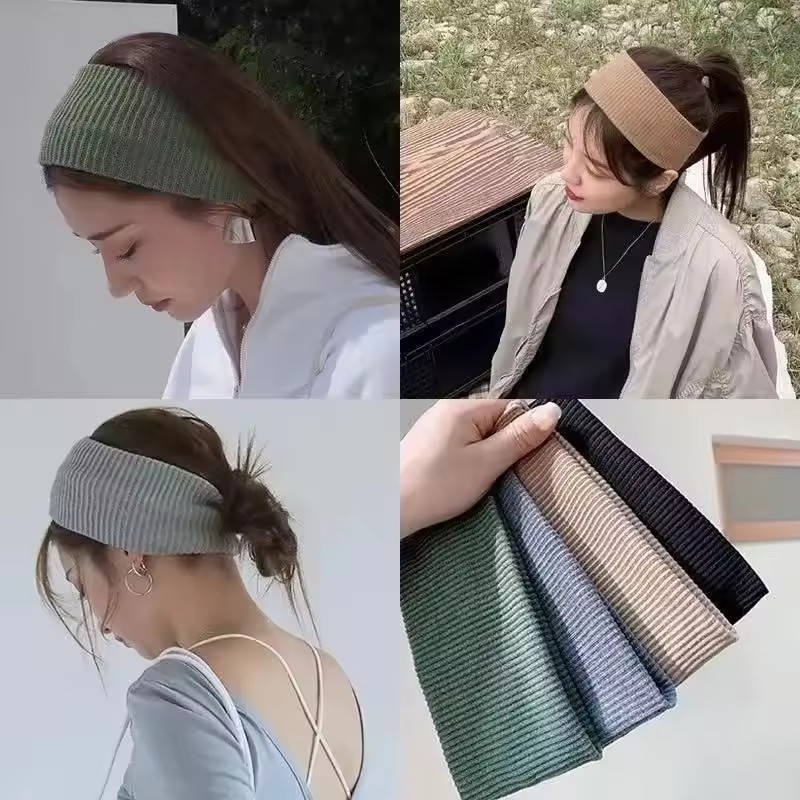 Women Accessories Online - กีฬาขี่จักรยานแต่งหน้าล้างหน้า Hairbands ผ้าฝ้ายเกาหลีถักสําหรับหญิงสาวผ้าพันคอแฟชั่นอุปกรณ์เสริมผม