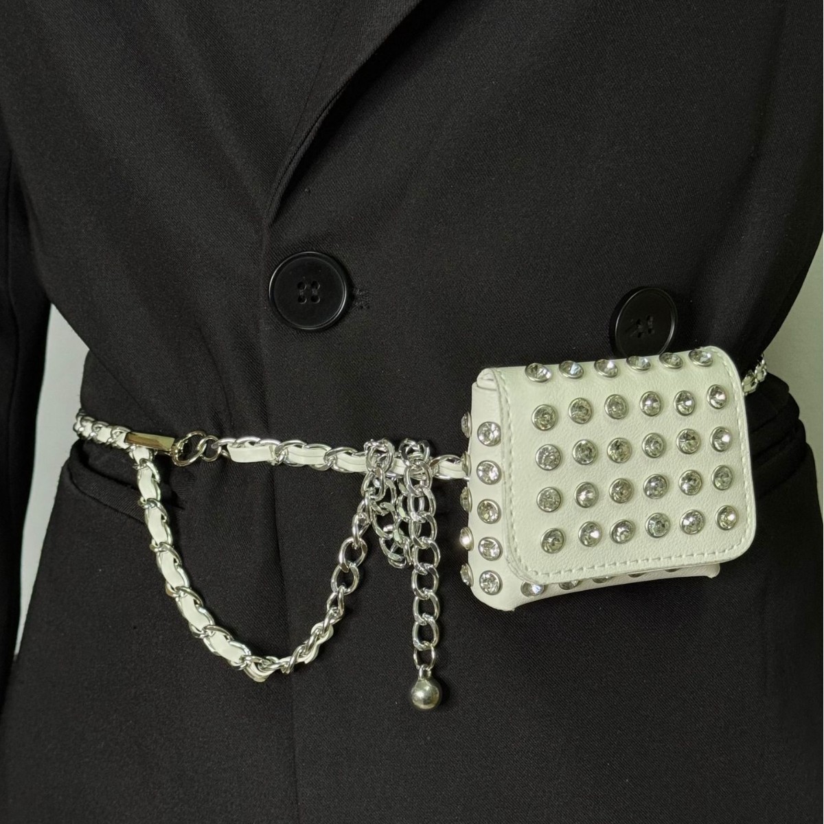 Women'S Jeans Accessories Chain - กระเป๋าคาดเอวแฟชั่นแบบมินิ กระเป๋าสะพายไหล่ กระเป๋าคาดเอวสุดหรูสำหรับผู้หญิง เครื่องประดับสไตล์พังก์ กระเป๋าใส่ลิปสติกสไตล์โกธิค สายคาดเอวสำหรับกางเกงยีนส์ผู้หญิง