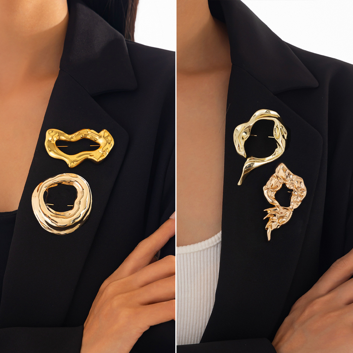 Women'S Accessories And Jewelry - เข็มกลัดแฟชั่นดีไซน์แปลกใหม่สำหรับผู้หญิง สีทองและสีเงิน เครื่องประดับตกแต่งเสื้อผ้า
