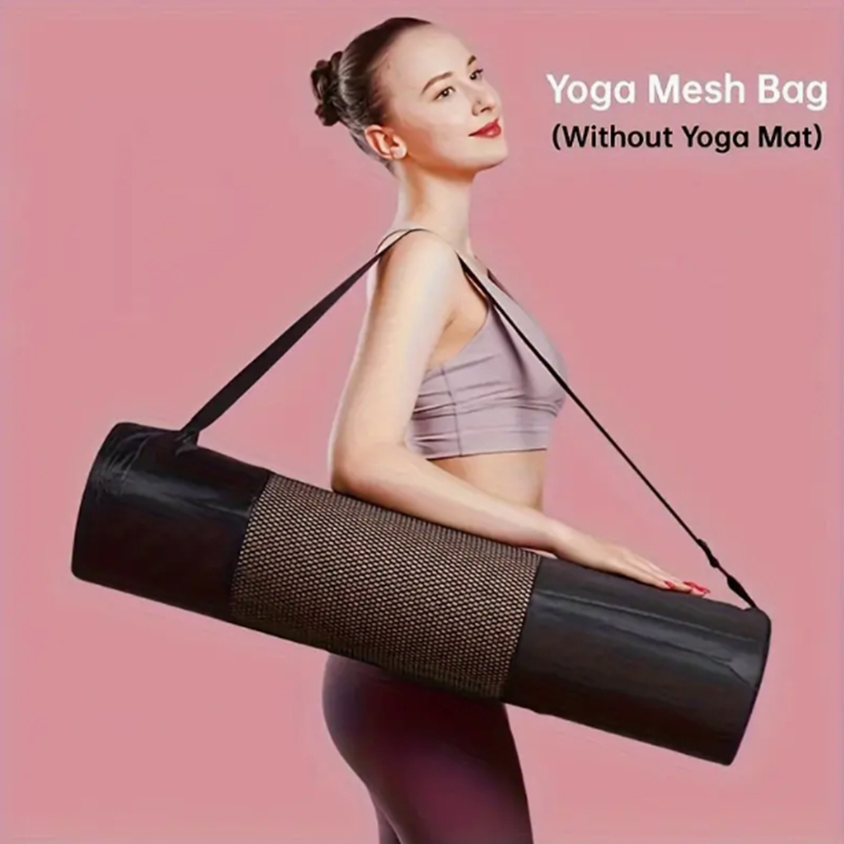 Women Accessories Bag - กระเป๋าตาข่ายใส่เสื่อโยคะแบบระบายอากาศได้ 1 ใบ - ผ้าอ็อกซ์ฟอร์ดทนทาน สีดำ