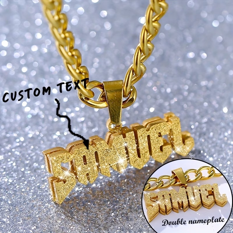Layered Necklace Set - สร้อยคอชื่อสั่งทำแบบสองชั้น สแตนเลส 304 สายคิวบาถอดได้ จี้ 3