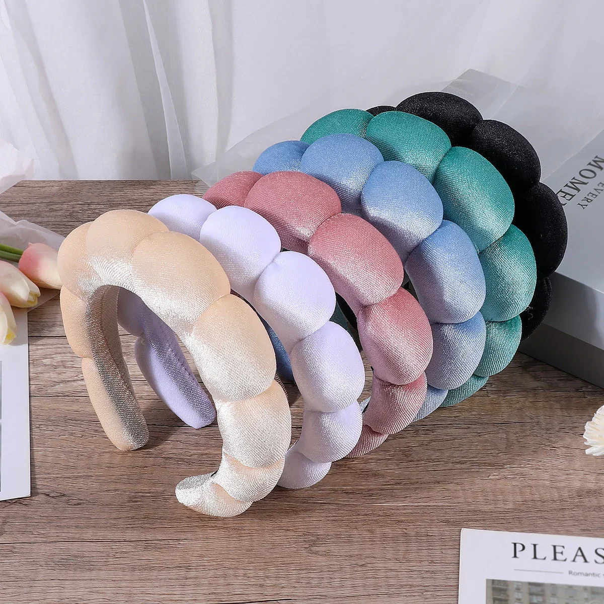 Women Accessories Online - ฟองน้ําHeadbandsสําหรับหญิงสาวPuffyผมแต่งหน้าBubbleเทอร์รี่ผ้าCo Spa Retro Hairbandผู้หญิงอุปกรณ์เสริมผมHeadwear