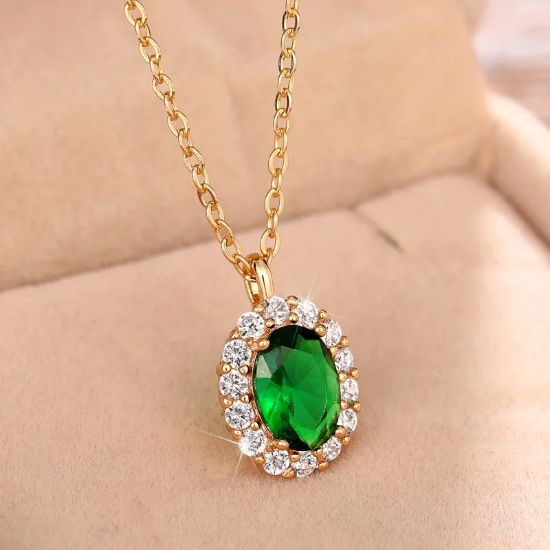 Women'S Accessories And Jewelry - สร้อยคอจิวเวลรี่แบบหรูหราของผู้หญิงสุดหรูพร้อมจี้เพทายสีเขียวสดใสเครื่องประดับสำหรับงานแต่ง