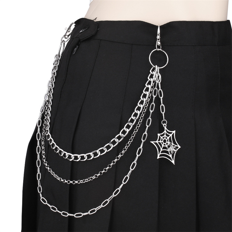 Women'S Jeans Accessories Chain - ห่วงโซ่กางเกงโลหะสีเงินสีดำพวงกุญแจของขวัญฮาโลวีนพังค์โซ่ฮิปฮอปแมงมุมเว็บจี้กางเกงยีนส์สำหรับผู้ชายผู้หญิงเครื่องประดับ