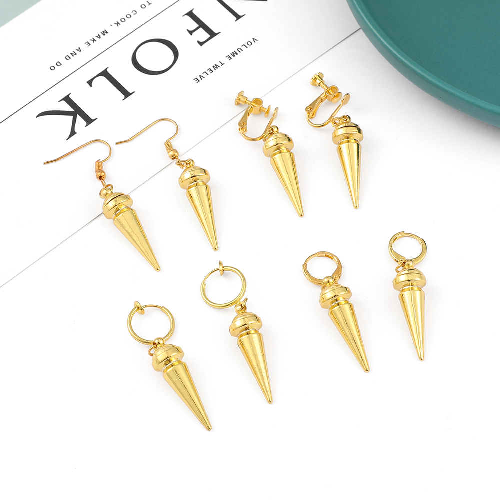 Women Accessories Earrings - ต่างหูแฟชั่นสไตล์อนิเมะสีทอง ดีไซน์เรียบง่าย เหมาะสำหรับคอสเพลย์ เครื่องประดับสุดหรู โดดเด่นมีเอกลักษณ์ สำหรับผู้หญิง