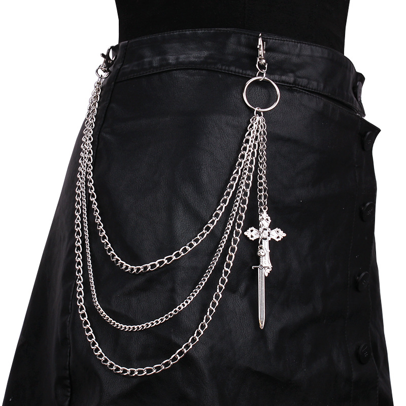 Women'S Jeans Accessories Chain - Hip Hop Skull Cross กางเกงเอวผู้ชายผู้หญิง Cool