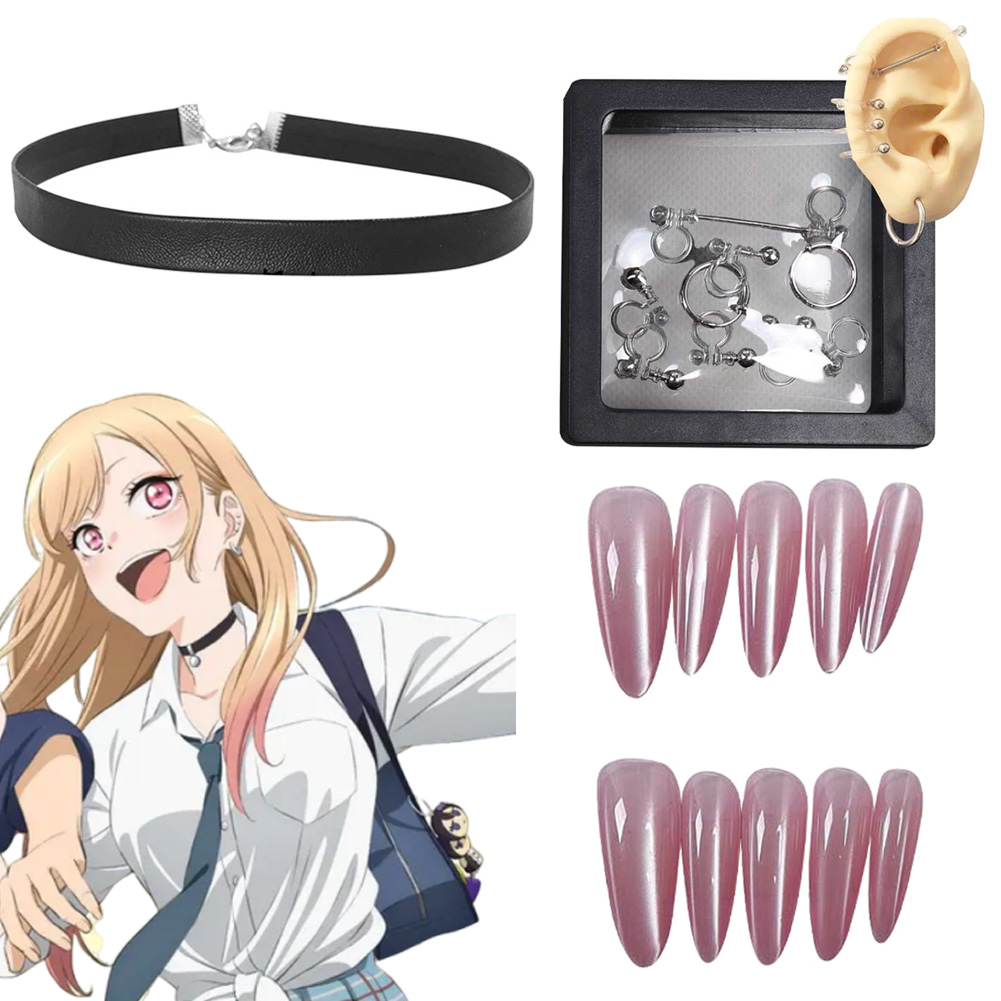 Women Accessories Earrings - อะนิเมะแต่งตัวDarlingคอสเพลย์Kitagawa Marinต่างหูเล็บสร้อยคอRoleplay Hallowma Carnivalชุดอุปกรณ์เสริมPlay Prop