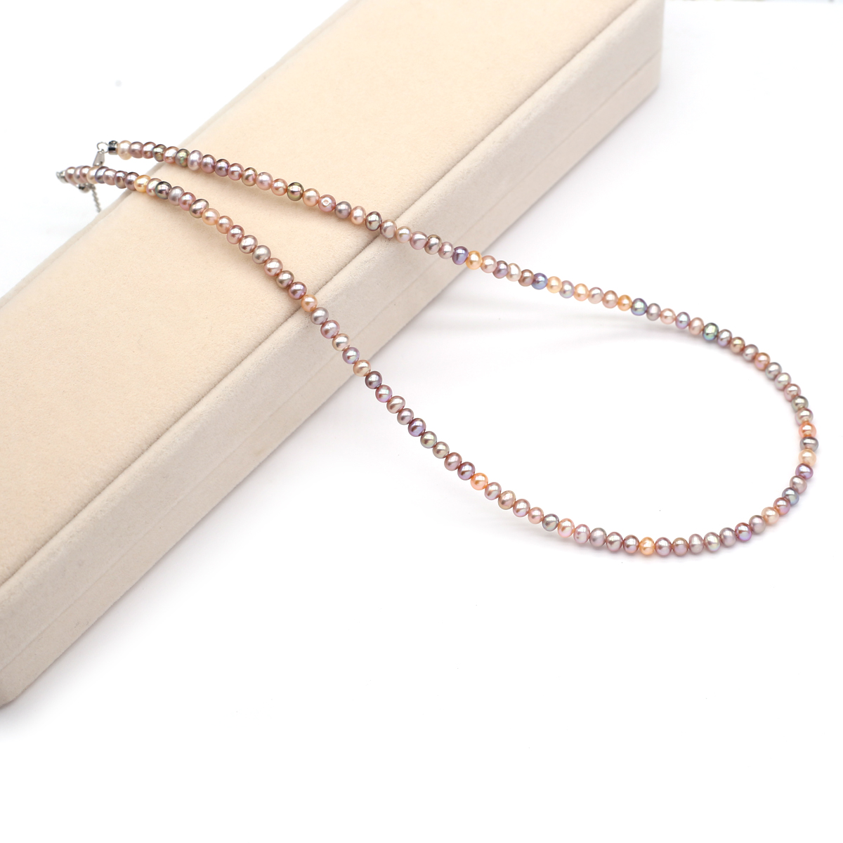 Women'S Accessories And Jewelry - สร้อยคอไข่มุกน้ำจืดธรรมชาติแท้ 3-4 มม. สีสันหลากหลาย สร้อยไข่มุกทรงกลมสำหรับผู้หญิง เครื่องประดับเสริมเสน่ห์