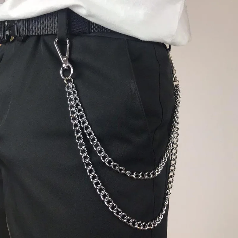 Women'S Jeans Accessories Chain - พวงกุญแจแบบคาดเอวกระเป๋าสตางค์พวงกุญแจโซ่แบบชั้นแนวพังค์ร็อกทำจากโลหะสำหรับผู้ชายผู้หญิงเครื่องประดับเข็มขัดโซ่กางเกงแบบฮิปฮอป