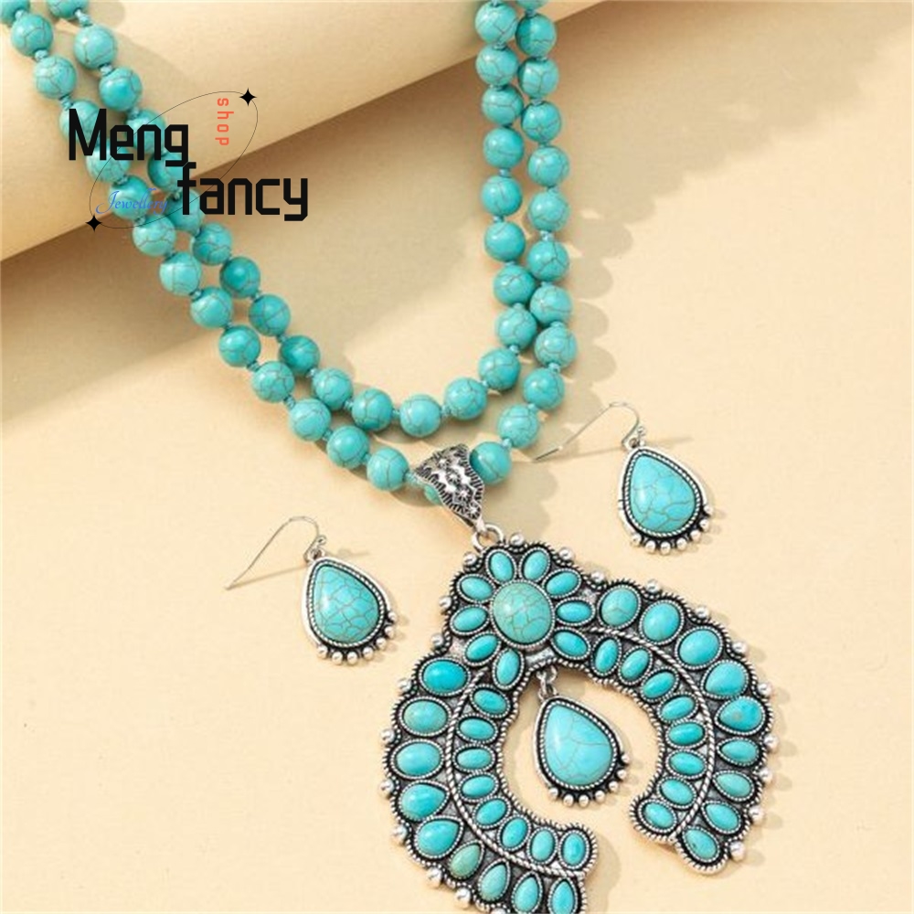 Retro สามชั้นต่างหูดอกไม้,ต่าง - Layered Necklace Set บทวิจารณ์และราคา