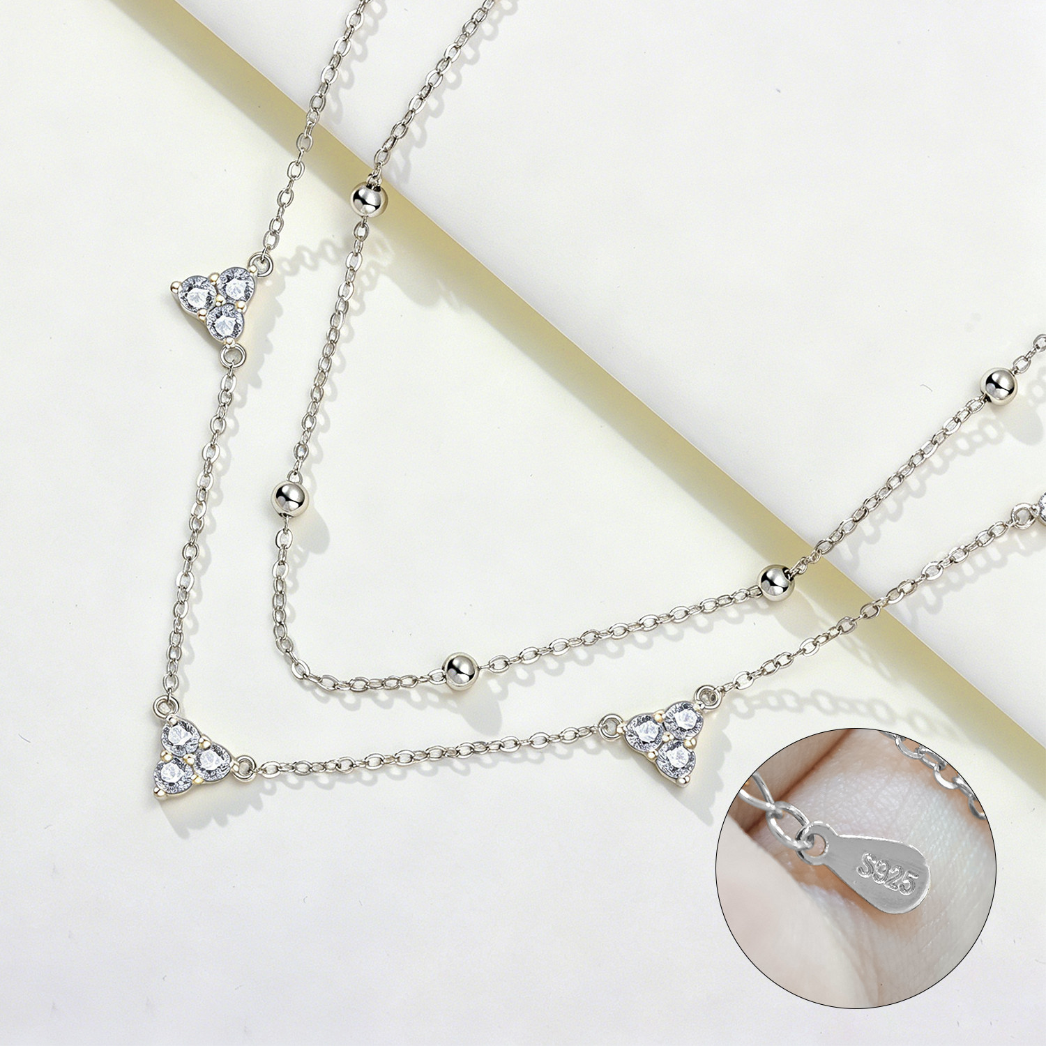 PANPOKI925 เงินสเตอร์ลิง สร้อย - Layered Necklace Set บทวิจารณ์และราคา
