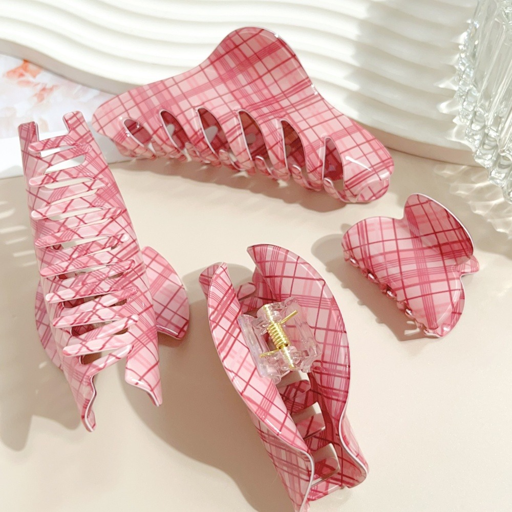 กิ๊บติดผมลายตารางสีชมพูฟ้า เคร - Women Accessories Online บทวิจารณ์และราคา
