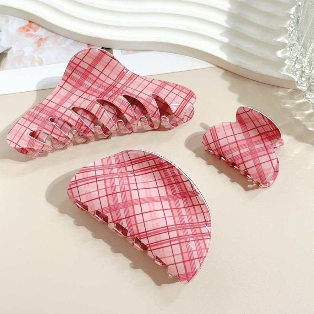 กิ๊บติดผมลายตารางสีชมพูฟ้า เคร - Women Accessories Online บทวิจารณ์และราคา