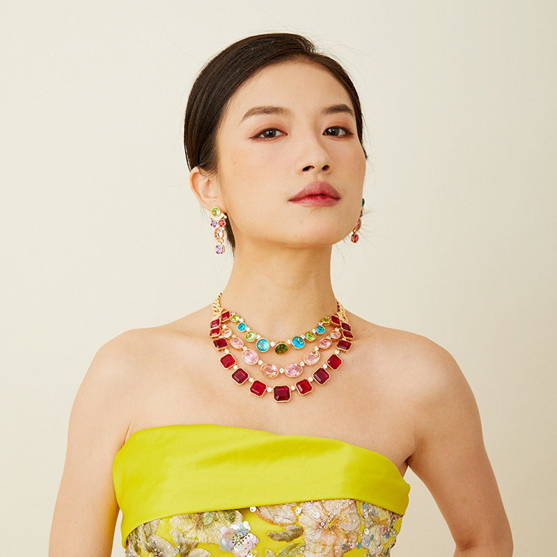 ต่างหูและสร้อยคอสไตล์ยุโรปอเมร - Layered Necklace Set บทวิจารณ์และราคา