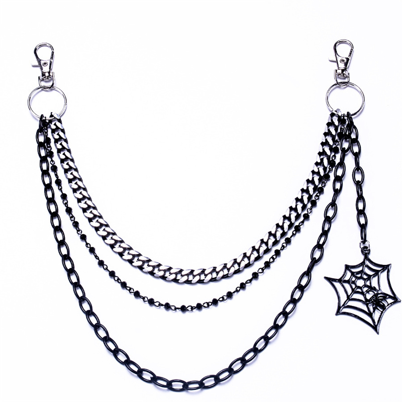 ห่วงโซ่กางเกงโลหะสีเงินสีดำพวง - Women'S Jeans Accessories Chain บทวิจารณ์และราคา