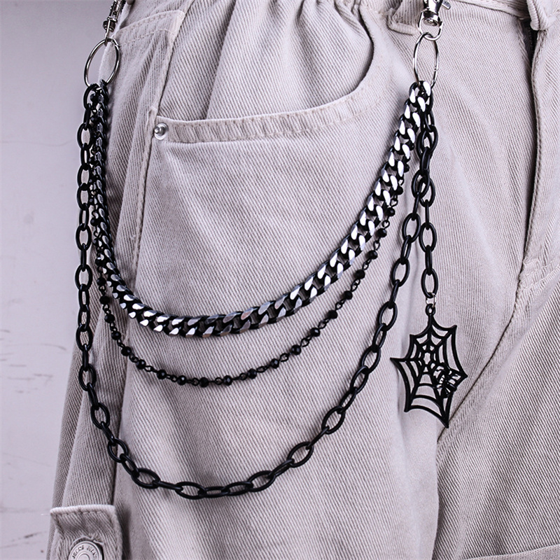 ห่วงโซ่กางเกงโลหะสีเงินสีดำพวง - Women'S Jeans Accessories Chain บทวิจารณ์และราคา